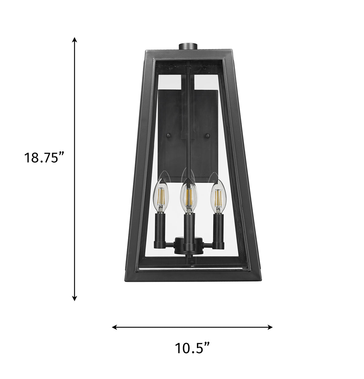 Black trapezoid wall sconce lantern dimension - Vivio Lighting