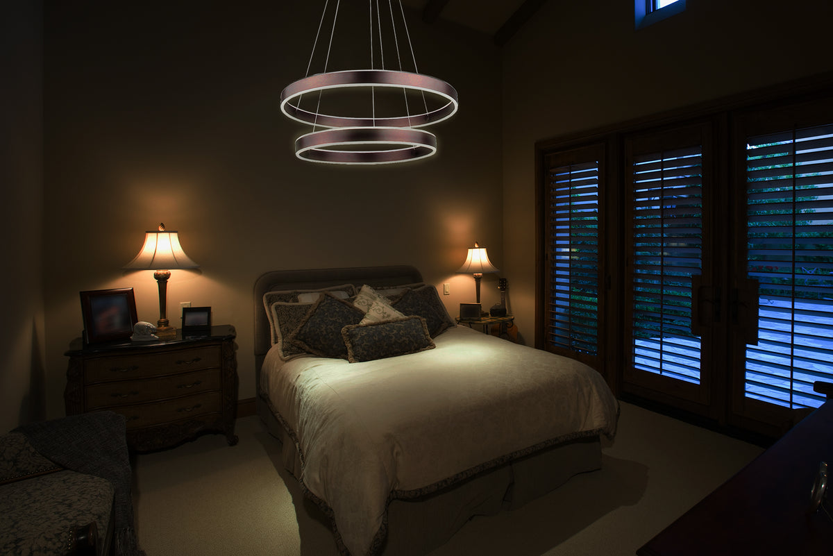 Modern bedroom double ring chandelier with led light - Vivio Lighting
