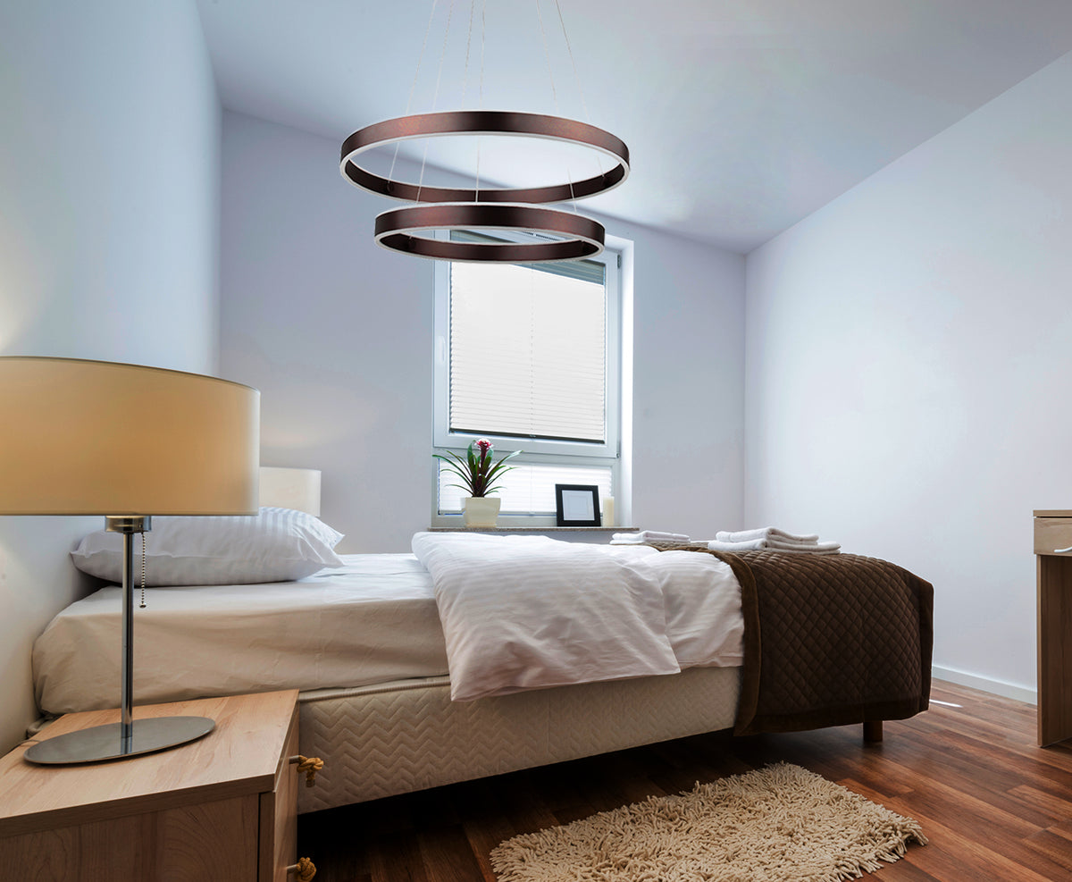 Modern bedroom double ring chandelier with led light - Vivio Lighting