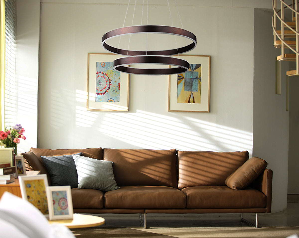 Modern living room double ring chandelier with led light - Vivio Lighting
