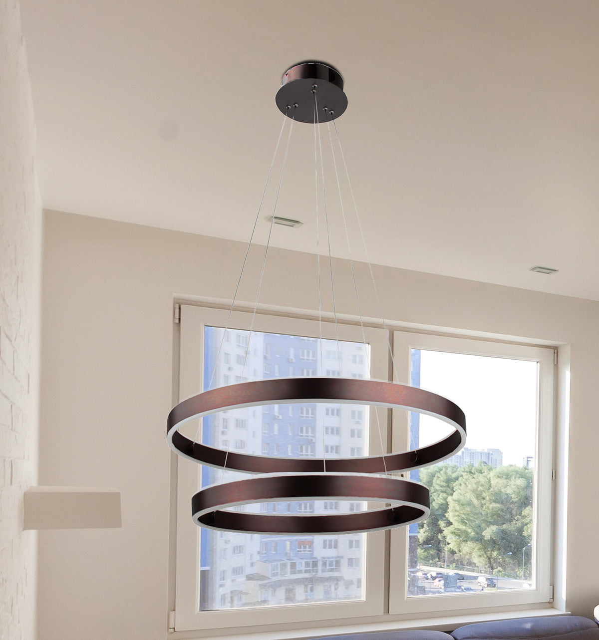 Modern double ring chandelier with led light - Vivio Lighting