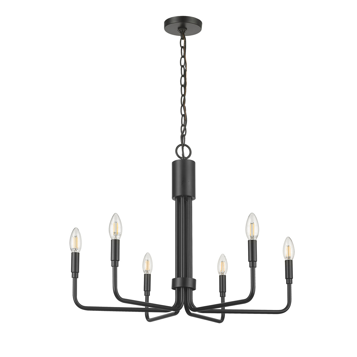 6-light black matte modern candle style chandelier