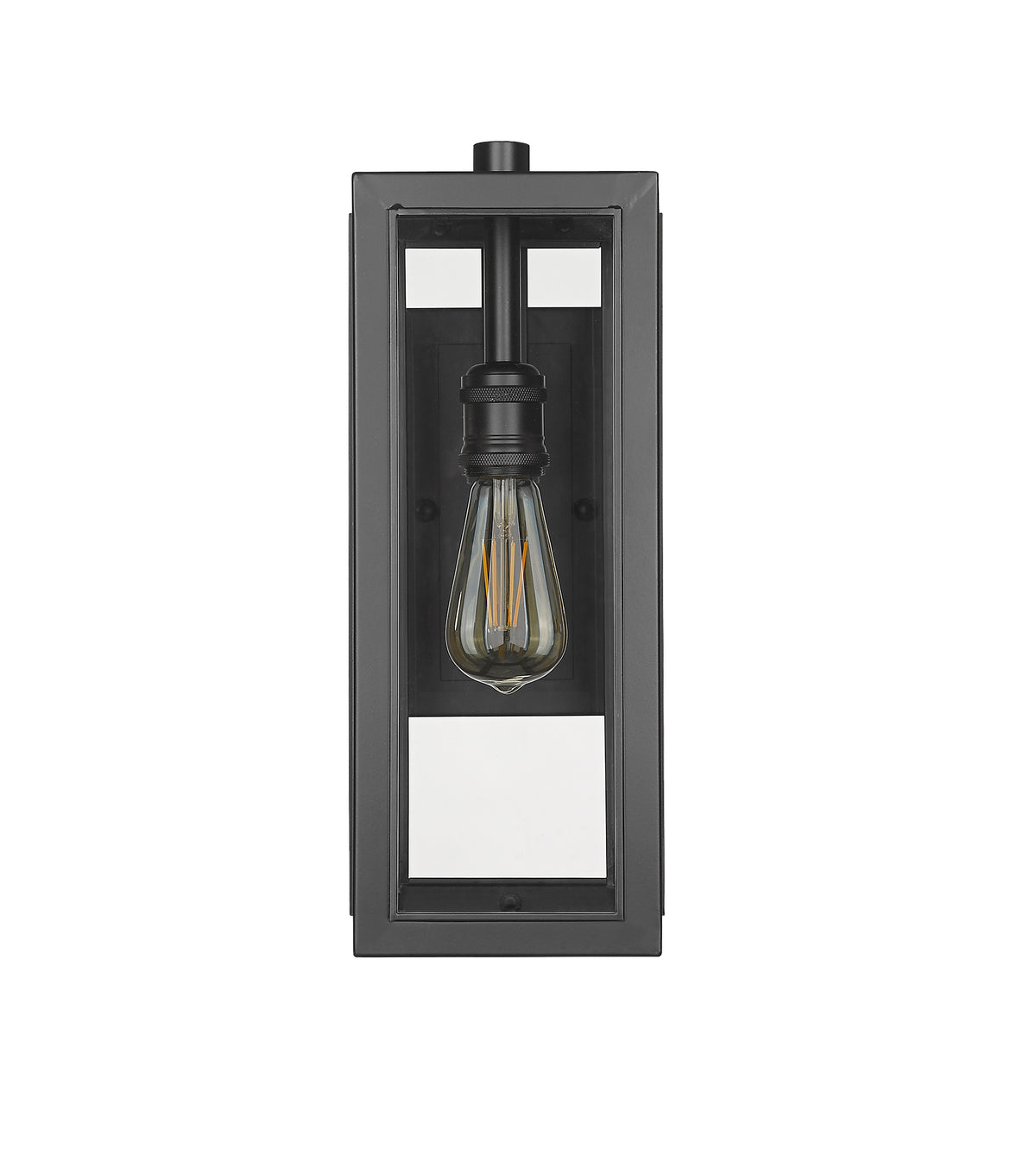 Black medium rectangle outdoor wall lantern lighting - Vivio Lighting