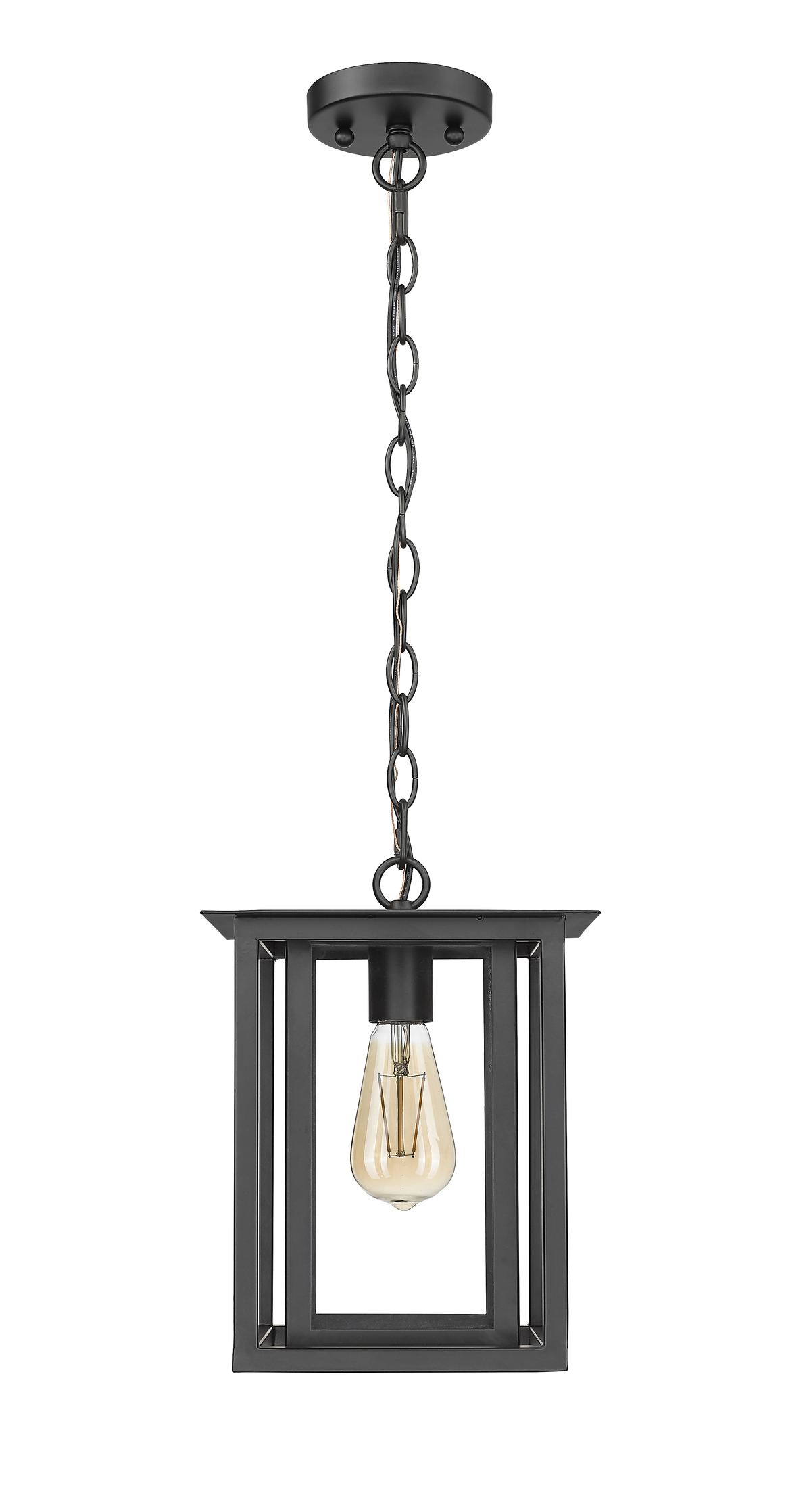 Noro Farmhouse Outdoor Pendant Light Lantern, Outdoor Coach Light with Seeded Glass – Matte Black