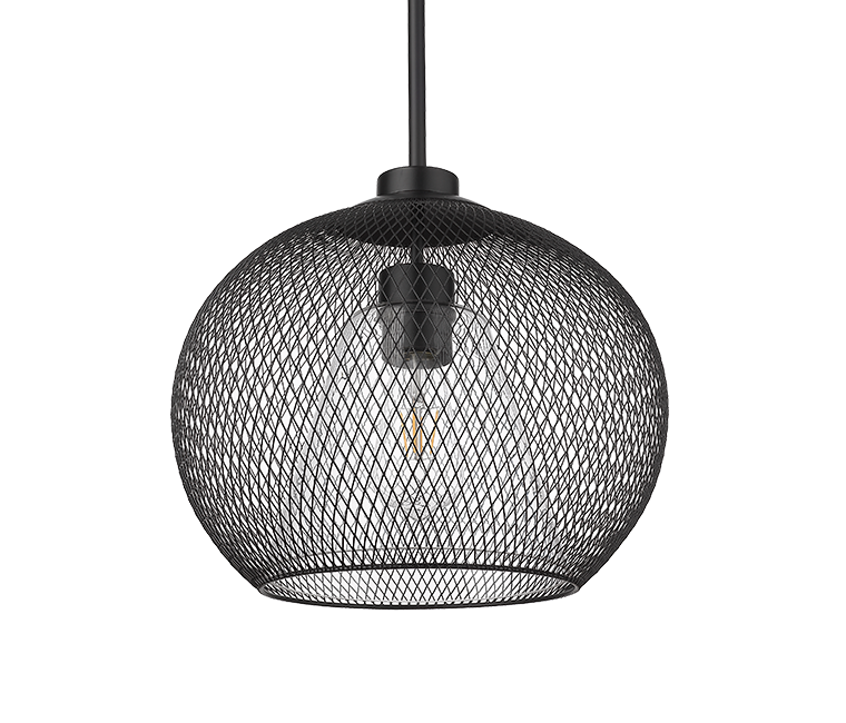 Florence 1-Light Industrial Single Iron Mesh Globe Pendant Light - Black