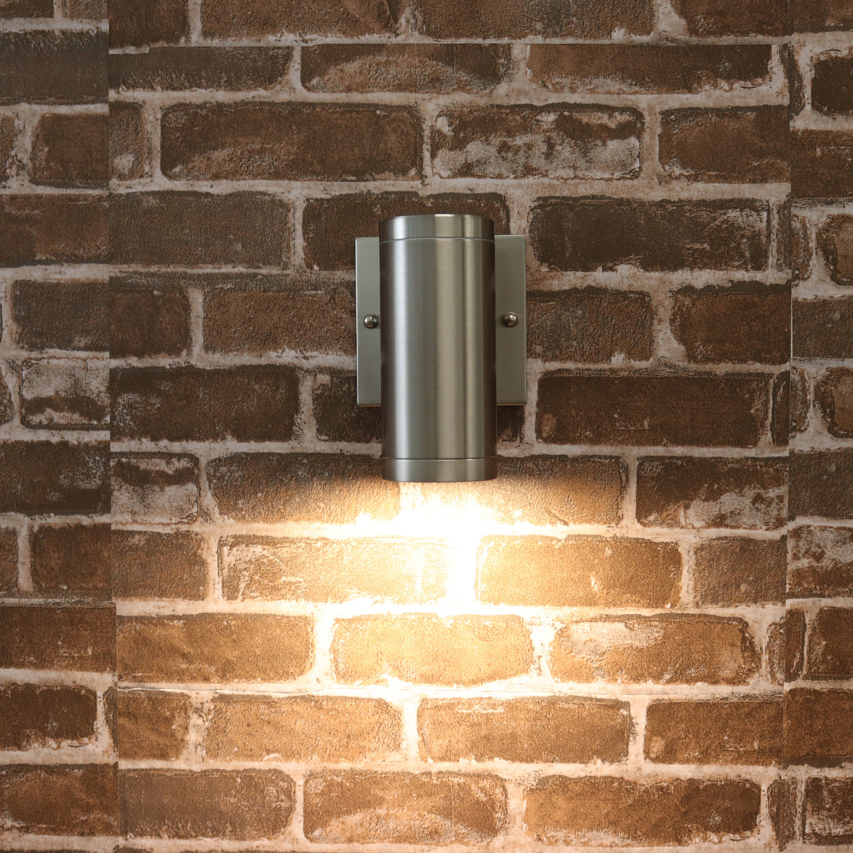 Nickel led cylinder wall light outdoor