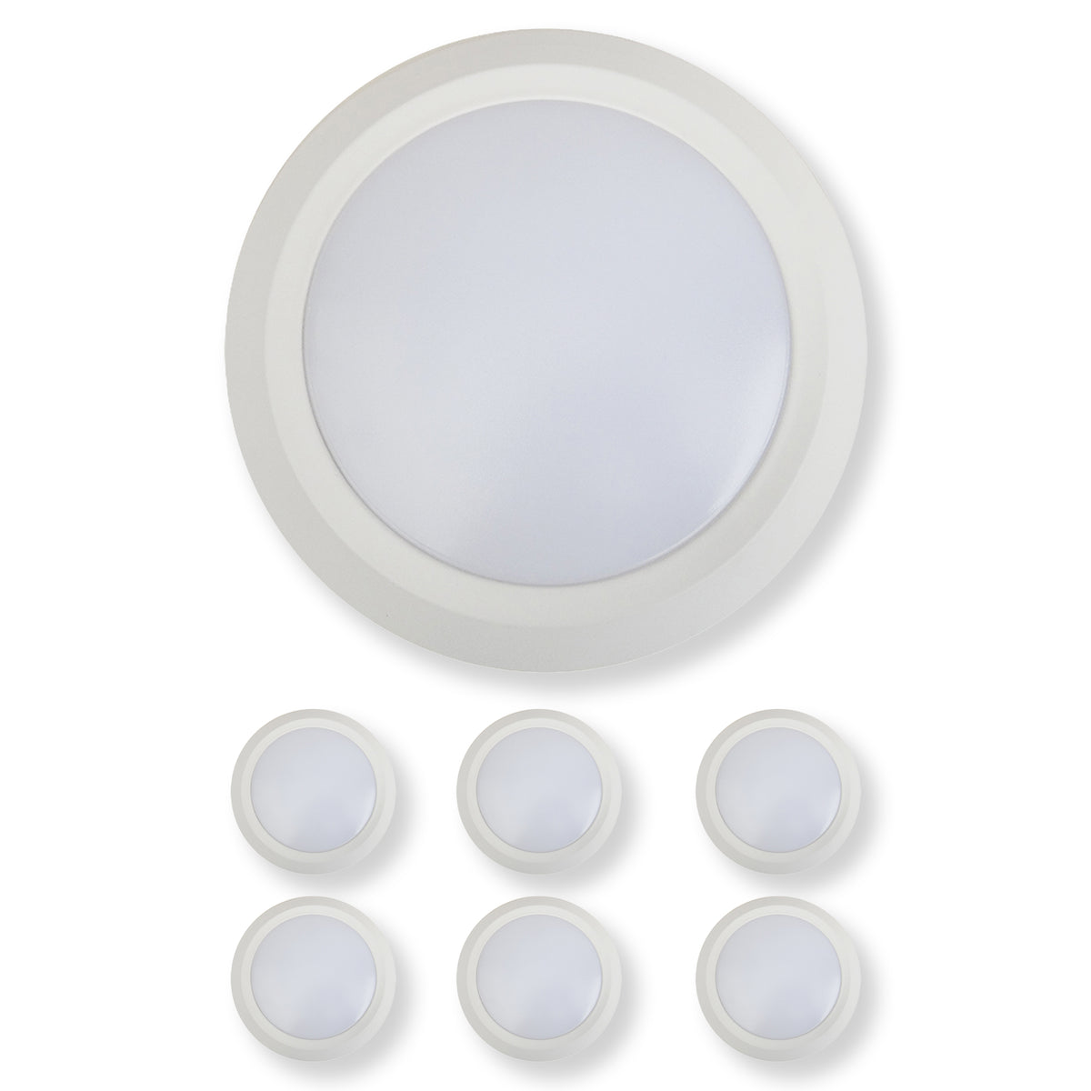 7 Inch LED Disk Light 15W - 3000K - 1080Lumens - White (2 Pack, 4 Pack, 6 Pack, 8 Pack)