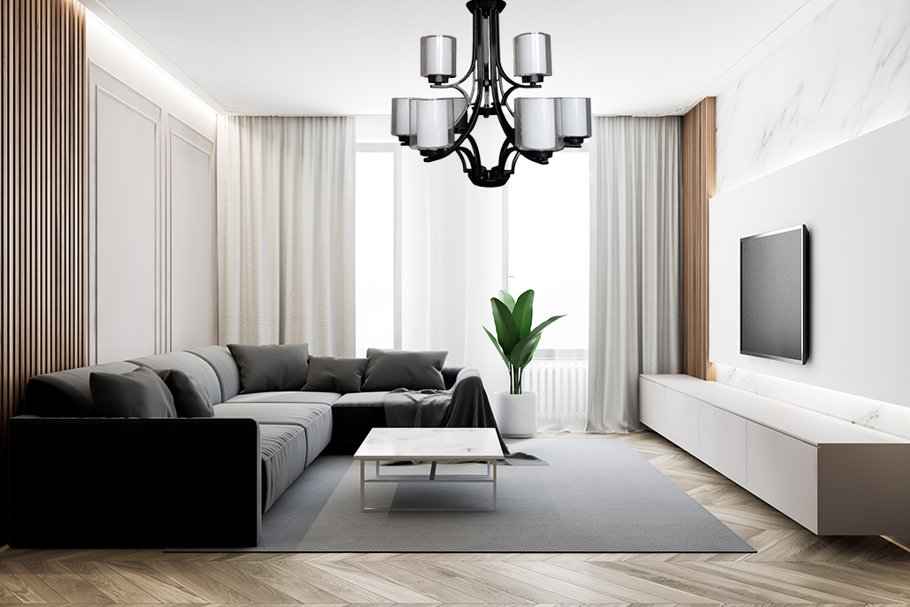 9 light chandelier matte black living room