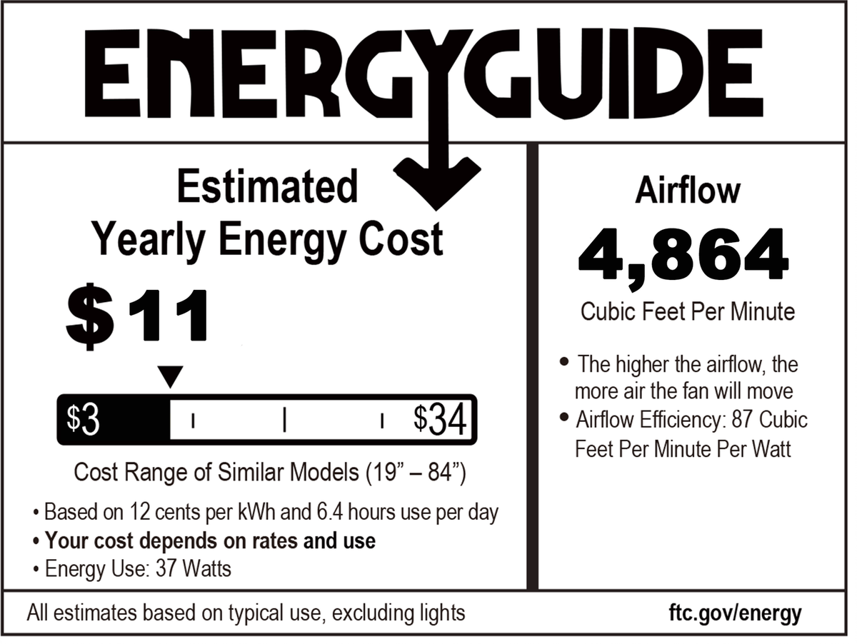Energy guide - 52 inch black outdoor ceiling fan with light 3 blade