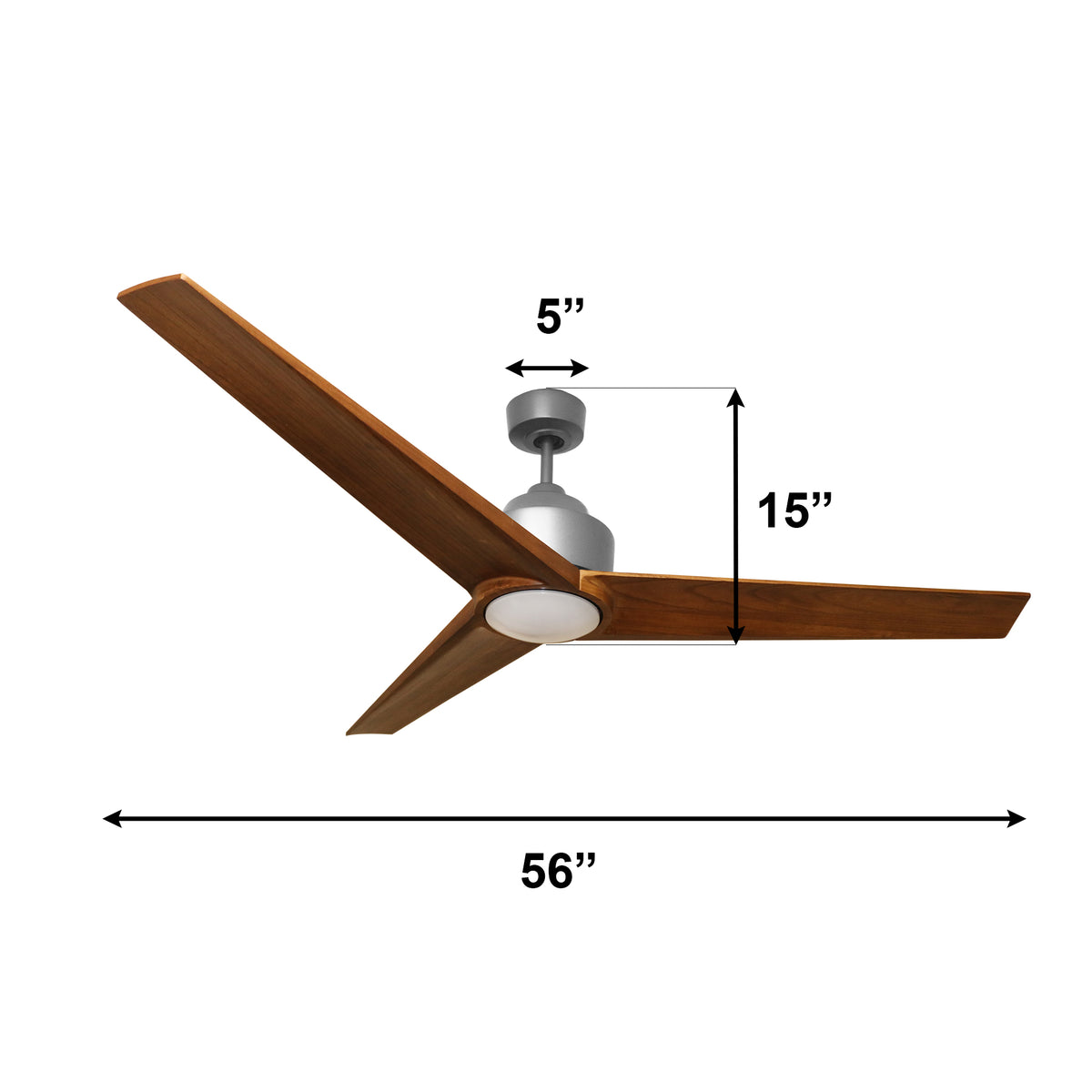 Monica 56 Inch Modern Wood Ceiling Fan with Light 3 Blades – Walnut or Light Maple &amp; Brushed Nickel