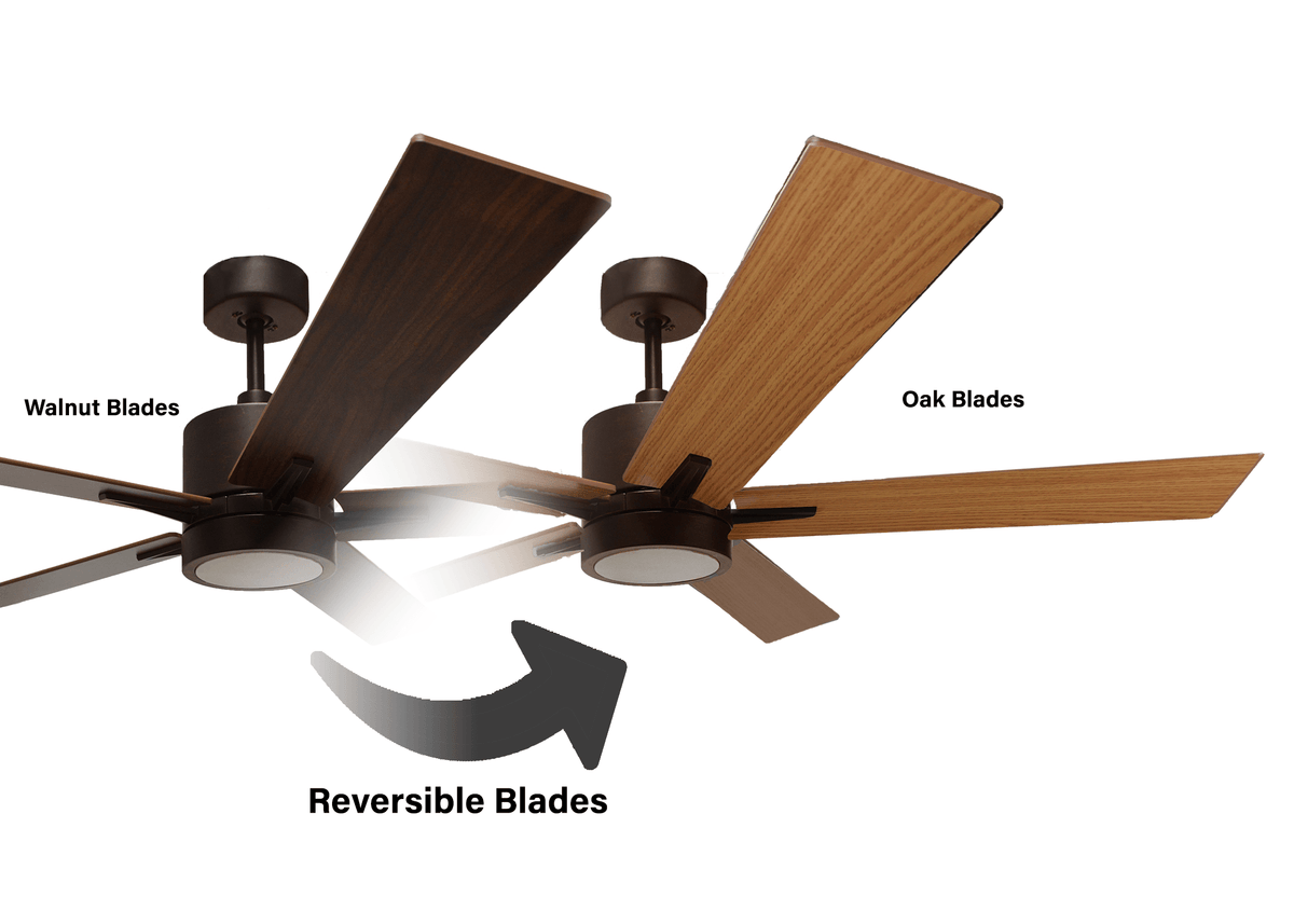 Reversible 5 blade ceiling fan with led light