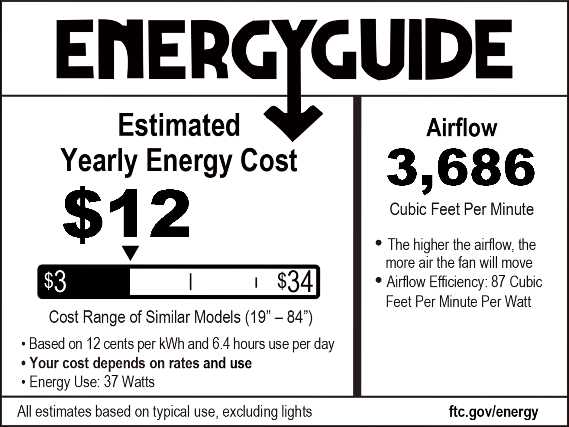 Energy guide - 5 Blade 52