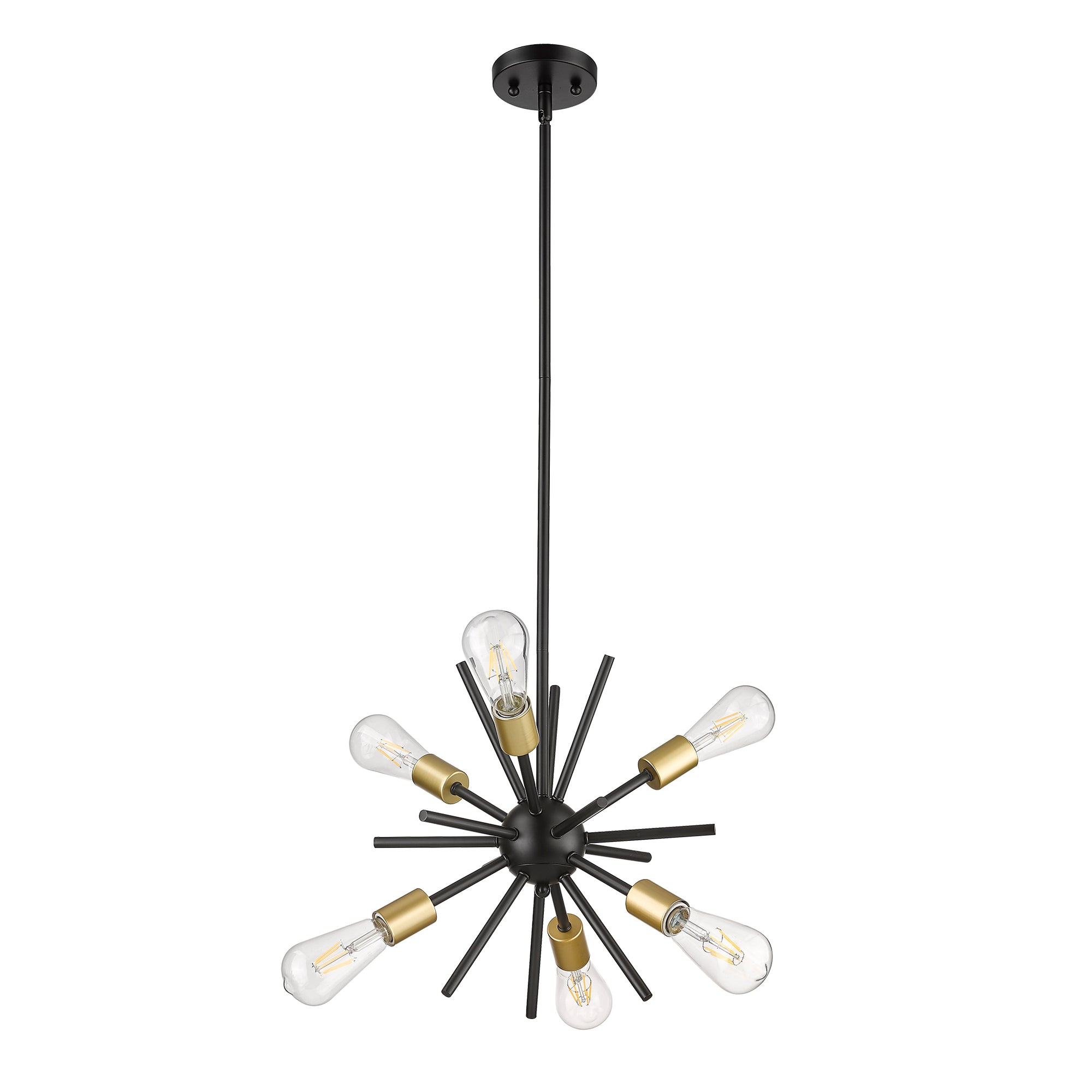 6-Light matte black modern sputnik chandelier