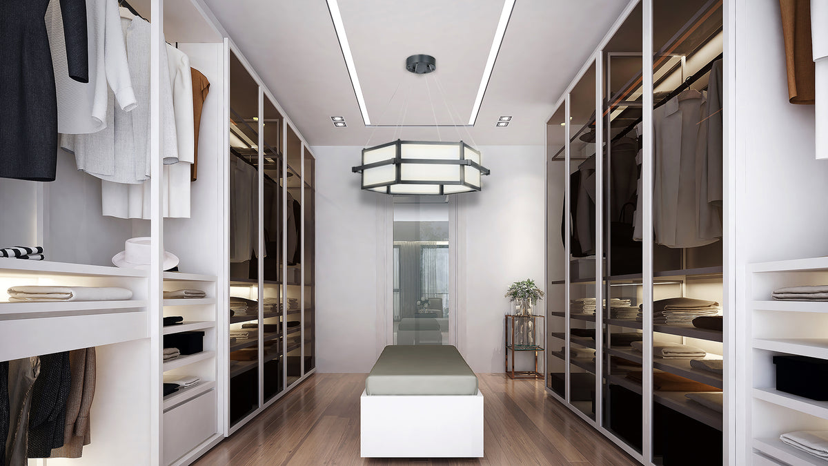 Vivio Amalfi LED Hex Chandelier - MB Frosted Glass 45W 4000K