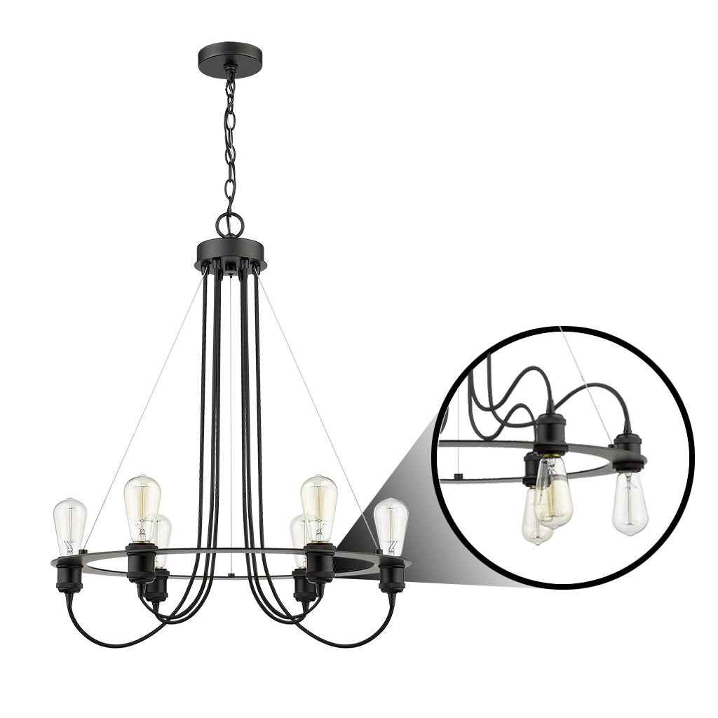 Adjustable black modern chandelier with 6 lights - Vivio Lighting