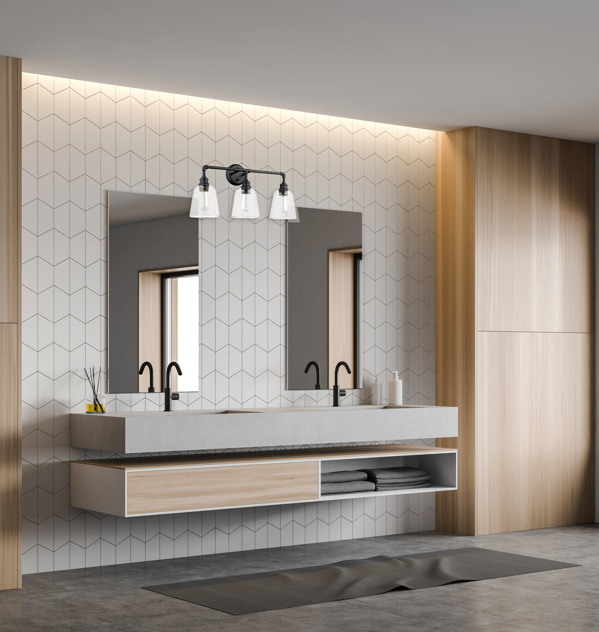 Black bathroom vanity light fixtures with 3 light over mirror
