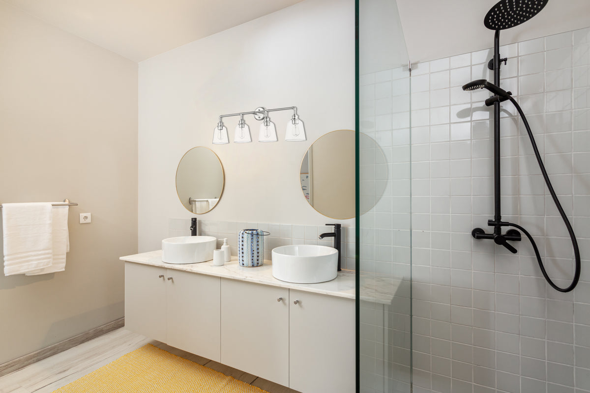 Nickel bathroom vanity light fixtures with 4 light - Vivio Lighting