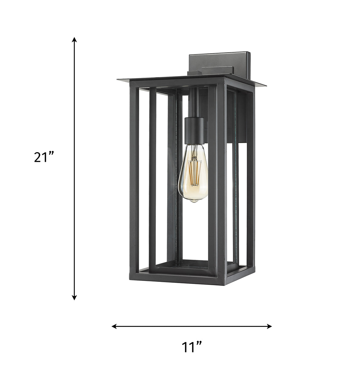 Black rectangle outdoor wall lantern lighting dimension - Vivio Lighting