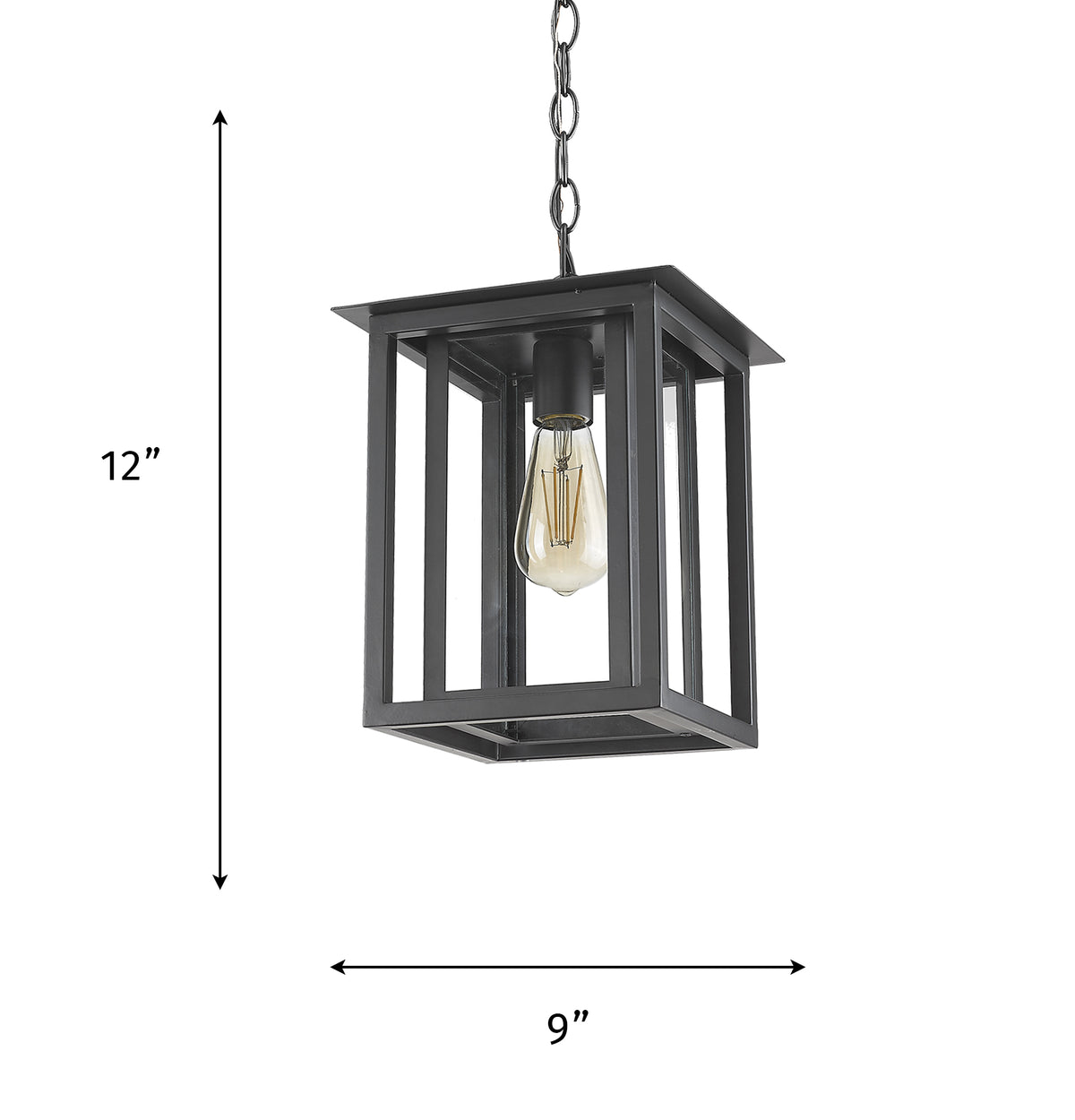 Noro Farmhouse Outdoor Pendant Light Lantern, Outdoor Coach Light with Seeded Glass – Matte Black