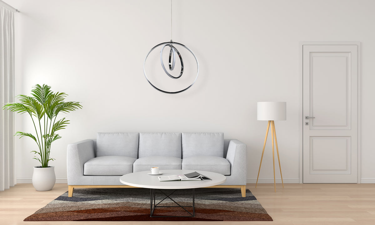 Modern chrome led circle light living room - Vivio Lighting