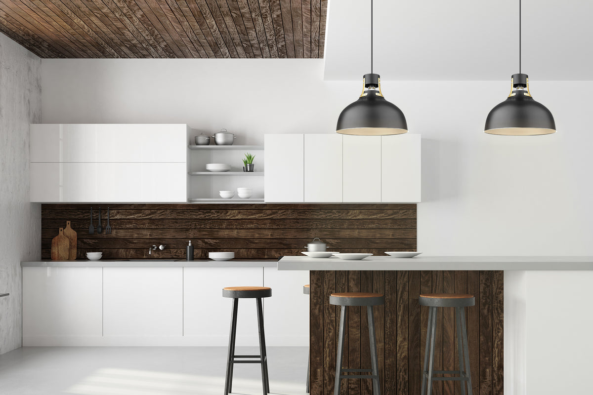 Black and gold dome pendant light kitchen island