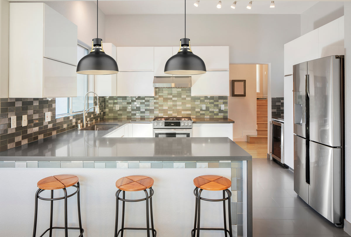 Modern black dome pendant light kitchen island