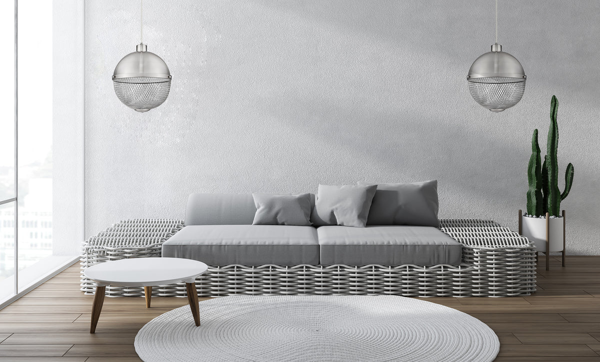 Living room metal mesh pendant light fixture hanging