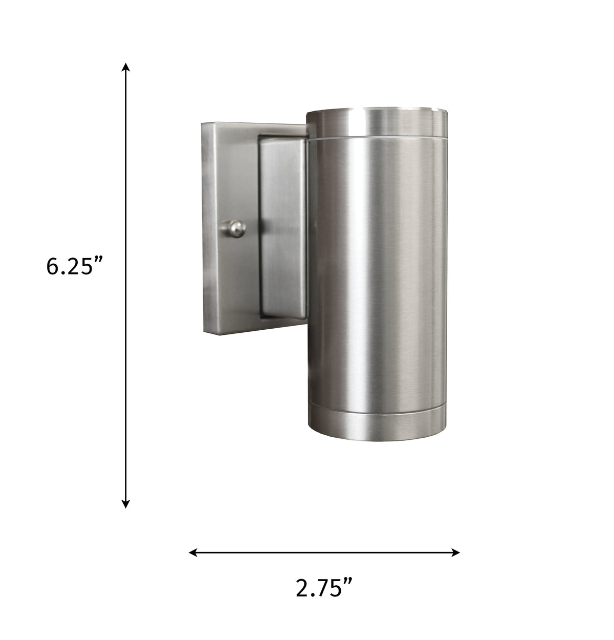 Nickel led cylinder wall light dimension - Vivio Lighting