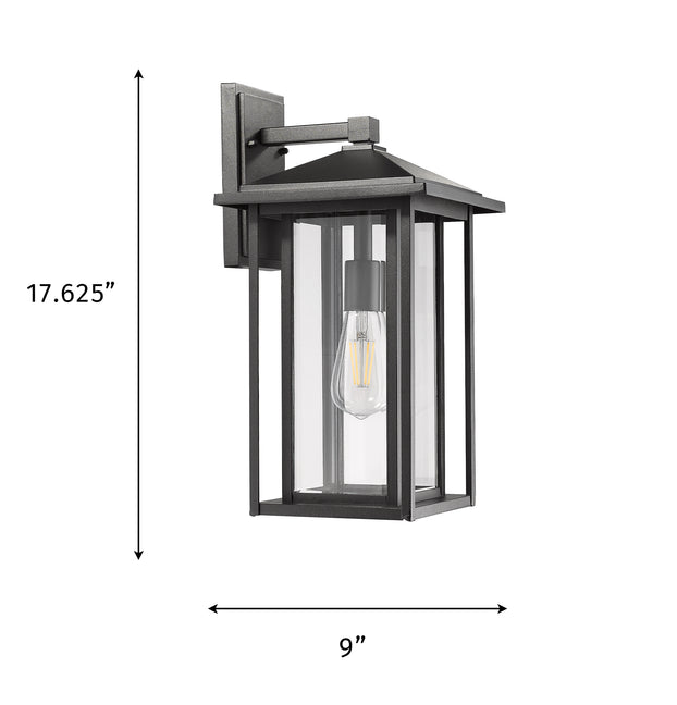 Black outdoor wall sconce light clear glass dimension - Vivio Lighting