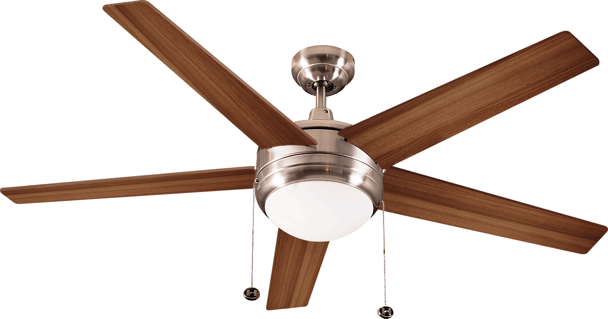 Reversible walnut blade ceiling fan with light