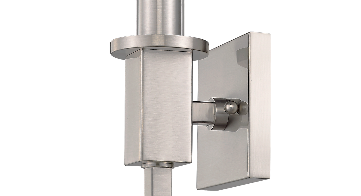Nickel glass tube wall light for bathroom - Vivio Lighting